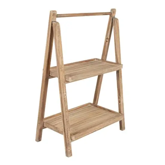Hello Honey® 3ft. 2-Tier Natural Wood Folding Storage Stand {1}