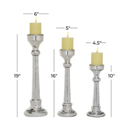 Silver Glass Vintage Candle Holder Set {6}