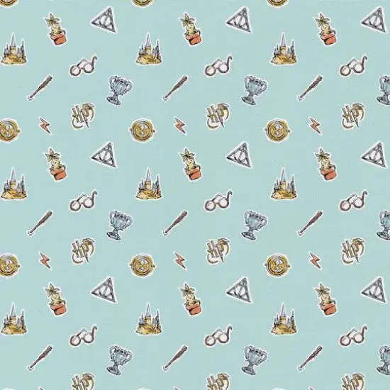 Harry Potter Aqua Watercolor Elements Precut Cotton Fabric {1}