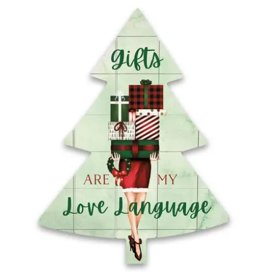 Gifts are my Love Language 14" x 18.5" Tree Shaped Pallet Wood {1}