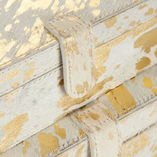 White & Gold Leather Rustic Box Set {7}