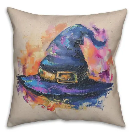 Painterly Witch Hat 18" x 18" Spun Poly Pillow {1}