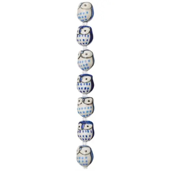 Blue Mix Ceramic Owl Beads, 15mm by Bead Landing&trade; {4}