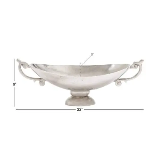 22" Silver Traditional Decorative Bowl {9}