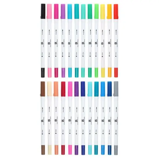 Leisure Arts&reg; 24 Color Brush & Chisel Dual Tip Marker Set {4}