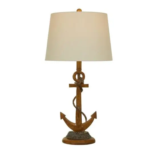 Brown Polystone Table Lamp Set of 2 13", 26" {3}