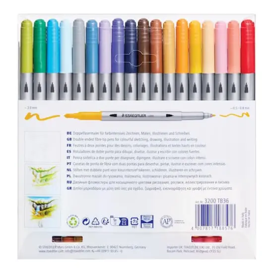 Staedtler&reg; Duo-Color Fiber-Tip 36 Color Marker Set {6}