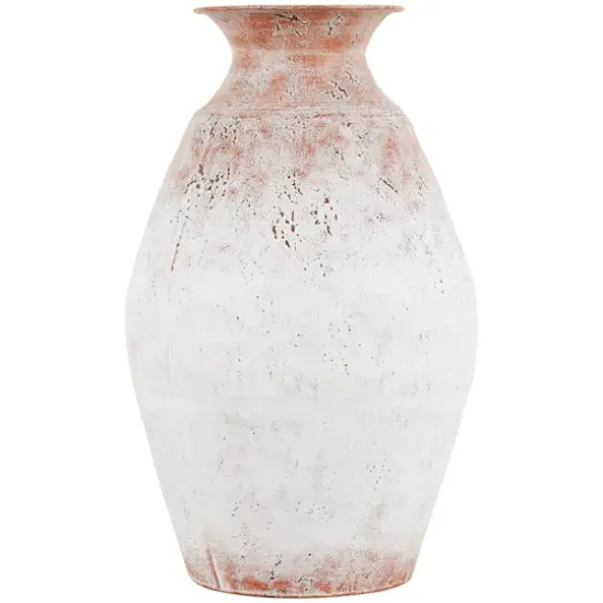 18" Copper Metal Distressed Textured Vase with Terra Cotta Accents {3}