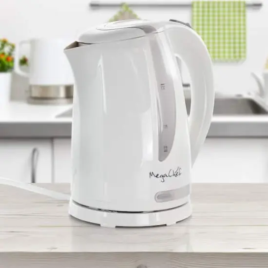 MegaChef 1.7L White Plastic Electric Tea Kettle {8}