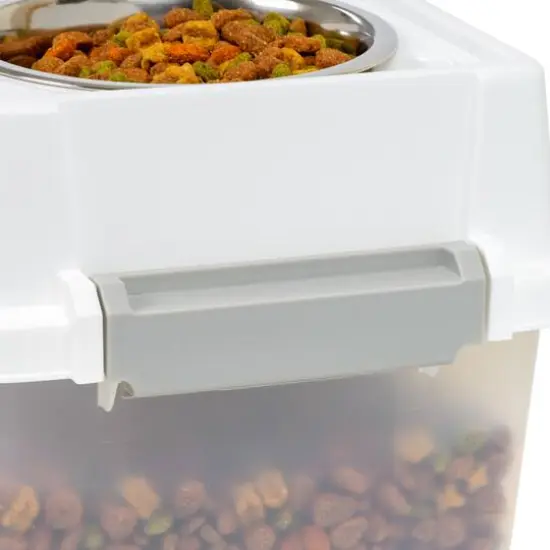 IRIS 12qt. Clear/White/Gray Airtight Elevated Feeder Storage Container {8}