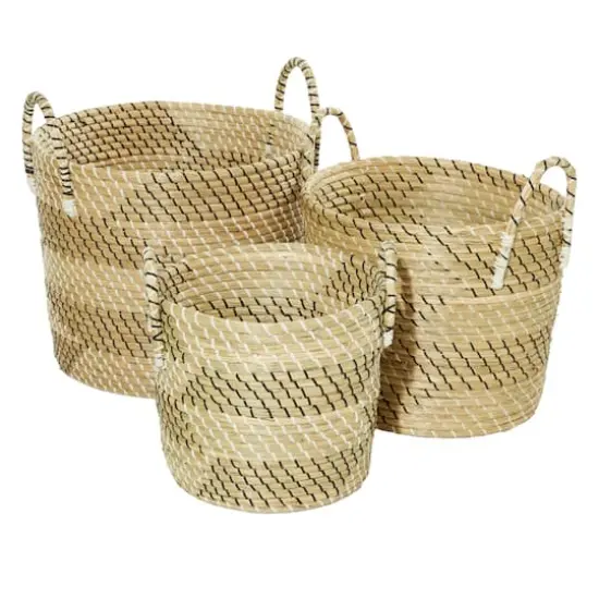 Beige Seagrass Modern Storage Basket Set {4}