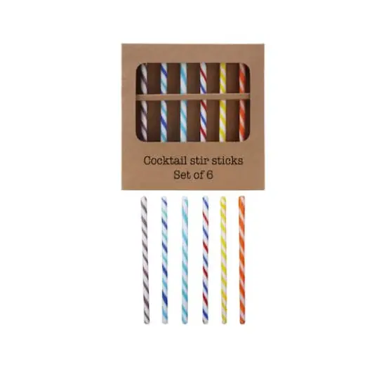 Hello Honey&reg; 6-Piece Multicolor Glass Cocktail Stir Stick Set with Stripes {1}