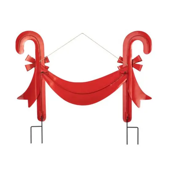 Glitzhome&reg; 3ft. Merry Christmas Candy Cane Metal Yard Stake {9}