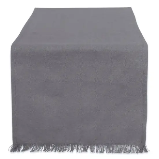 DII&reg; 72" Solid Heavyweight Fringed Table Runner Gray {1}