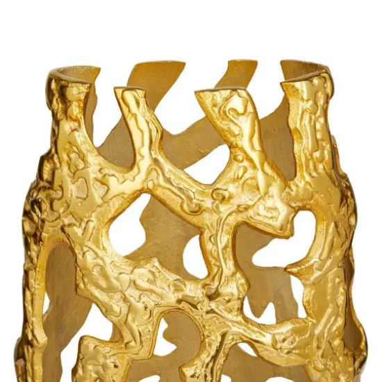 20" Contemporary Aluminum Vase Gold {4}