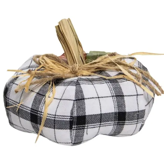 4" Black & White Fabric Fall Harvest Tabletop Pumpkin {4}