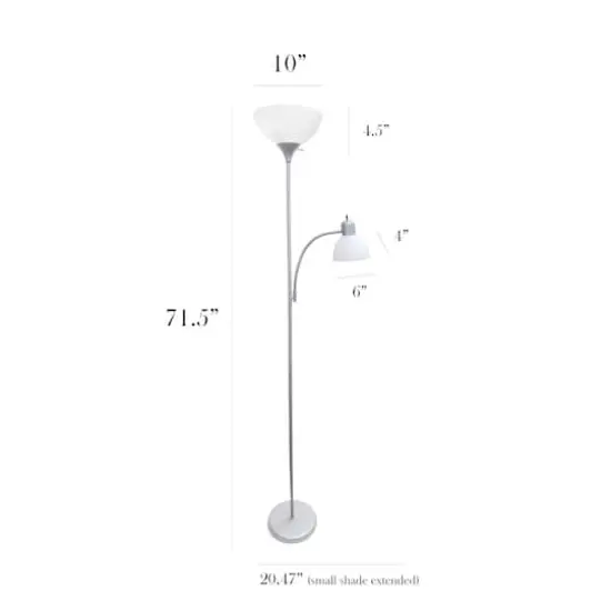 Simple Designs 71.5" Floor Lamp with Reading Light Silver {4}