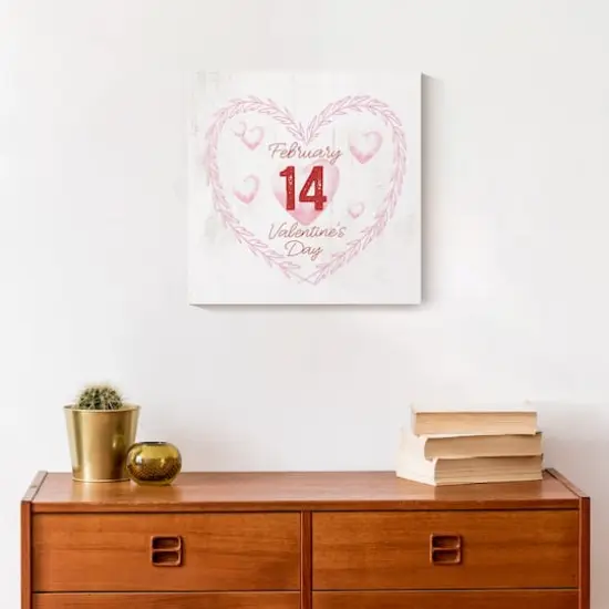Valentines Day Calendar Wreath Canvas Wall Art {5}