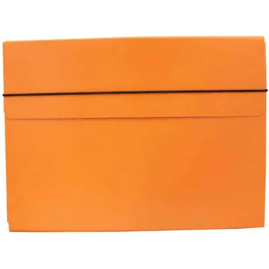 JAM Paper Strong Thin Portfolio Carrying Case with Elastic Band Closure Orange {1}