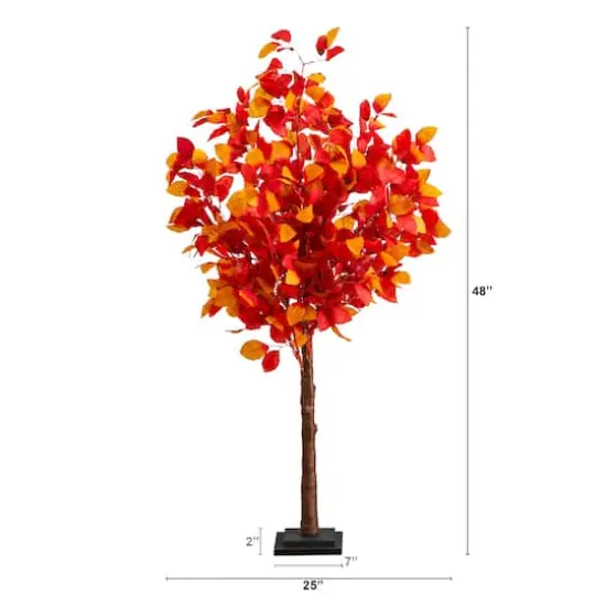 4ft. Pre-Lit Autumn Artificial Fall Tree with 160 Warm White LED Lights {3}