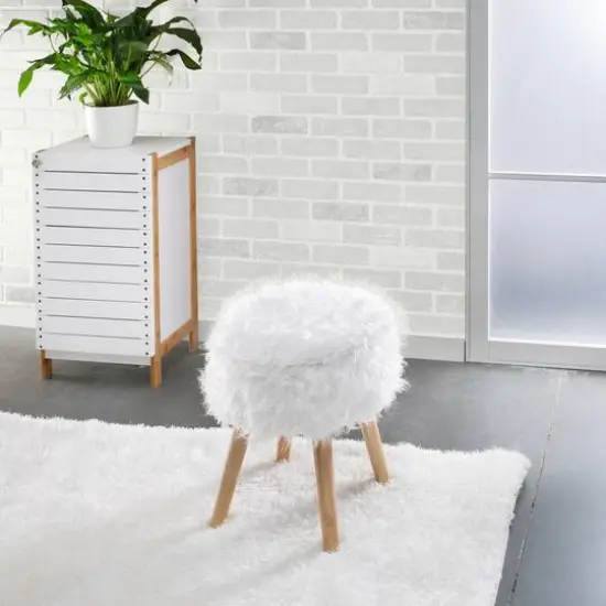 Organize It All White Faux Fur Storage Ottoman {5}