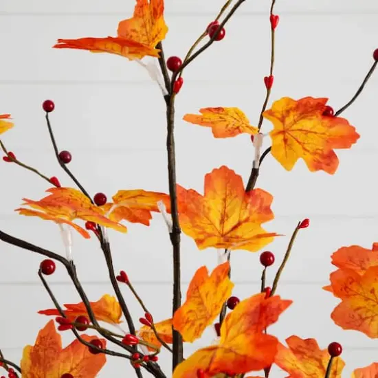 3ft. Pre-Lit Autumn Maple Artificial Fall Tree with Berries and 36 Warm White LED Lights {4}