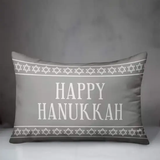 Gray Happy Hanukkah 14x20 Spun Poly Pillow {4}
