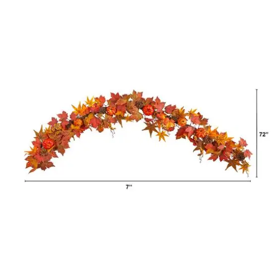 6ft. Autumn Maple Leaf, Pumpkin, Gourd & Berry Fall Garland {5}