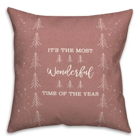 It's the Most Wonderful Time of the Year Red 18" x 18" Indoor/Outdoor Pillow {1}