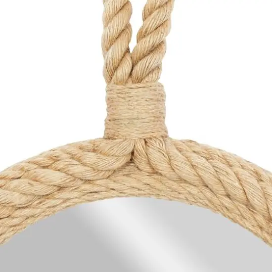 34" Tan Round Coastal Wall Mirror {4}