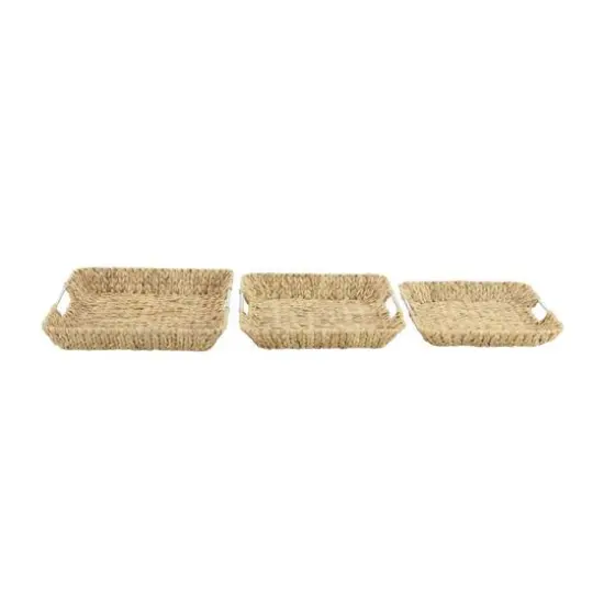 Tan Sea Grass Contemporary Tray Set {3}