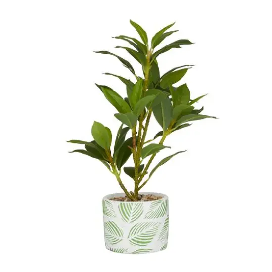 16" Potted White PVC Coastal Evergreen Artificial Foliage {3}