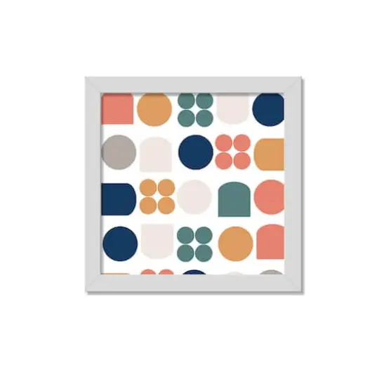 16" Retro Shapes White Framed Print Under Plexiglass {1}