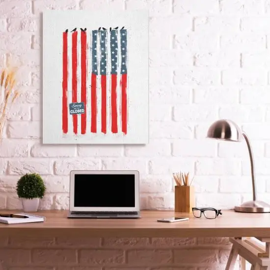 Stupell Industries American Flag Birds on Wall Political Statement Canvas Wall Art {3}
