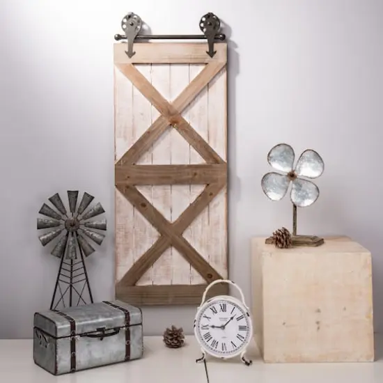 Glitzhome&reg; 35.25" Farmhouse Wooden Barn Door {3}