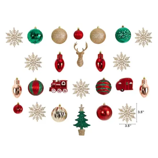 25ct. Holiday Deluxe Shatterproof Christmas Tree Ornament Box Set {3}