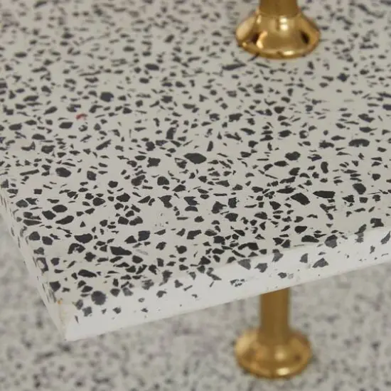 White Marble & Aluminum 3 Tier Tray Stand {5}