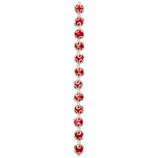 Red Faceted Glass Bead With Bead Cap, 10mm by Bead Landing&trade; {4}