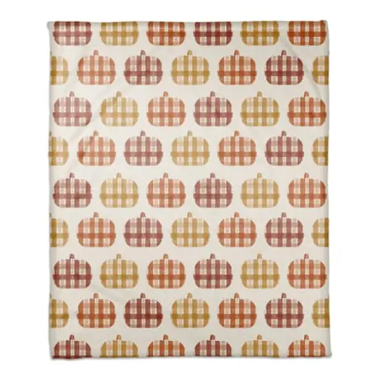 Plaid Pumpkins Coral Fleece Blanket {1}