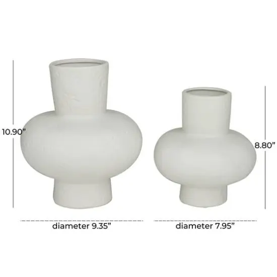 CosmoLiving by Cosmopolitan White Ceramic Gourd Style Vase Set of 2 9", 11" {6}
