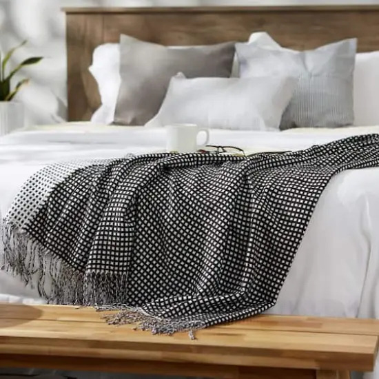DII&reg; Black & White Waffle Knit Throw {4}