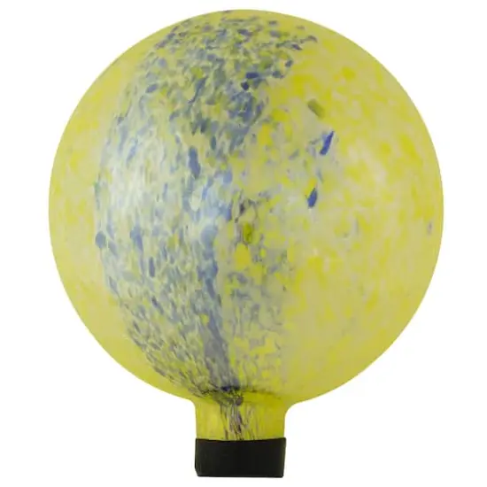 10" Yellow and Blue Reflective Speckled Glass Garden Gazing Ball {1}