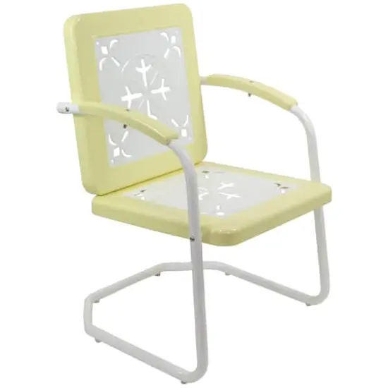 35" Square Outdoor Retro Tulip Armchair Yellow {1}