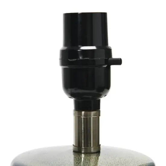 Hello Honey® 17.5" Green Reactive Glaze Footed Debossed Stoneware Table Lamp with Linen Shade {9}