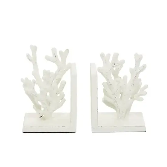 7" Coral Metal Bookend Set White {4}