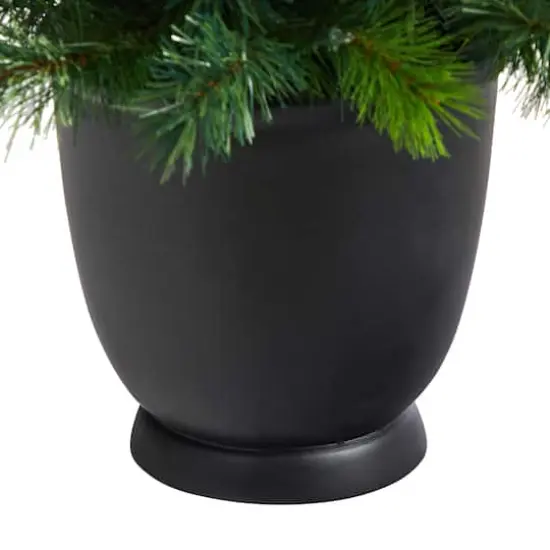 4.5ft. Pre-Lit Oregon Pine Artificial Christmas Tree in Decorative Planter, Warm White Lights {7}