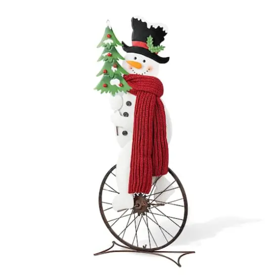 Glitzhome&reg; 32" Metal Snowman Riding Bike Porch D&eacute;cor {1}