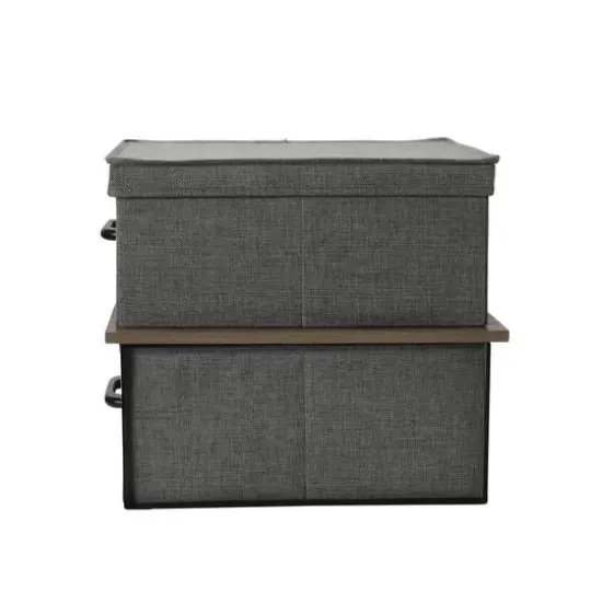 Household Essentials Stacking Storage Boxes Set Ashwood {9}