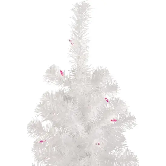 4ft. Pre-Lit White Pine Artificial Christmas Tree, Pink Lights {3}