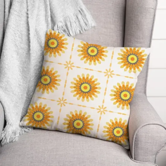 Flower Medallion Throw Pillow White {3}